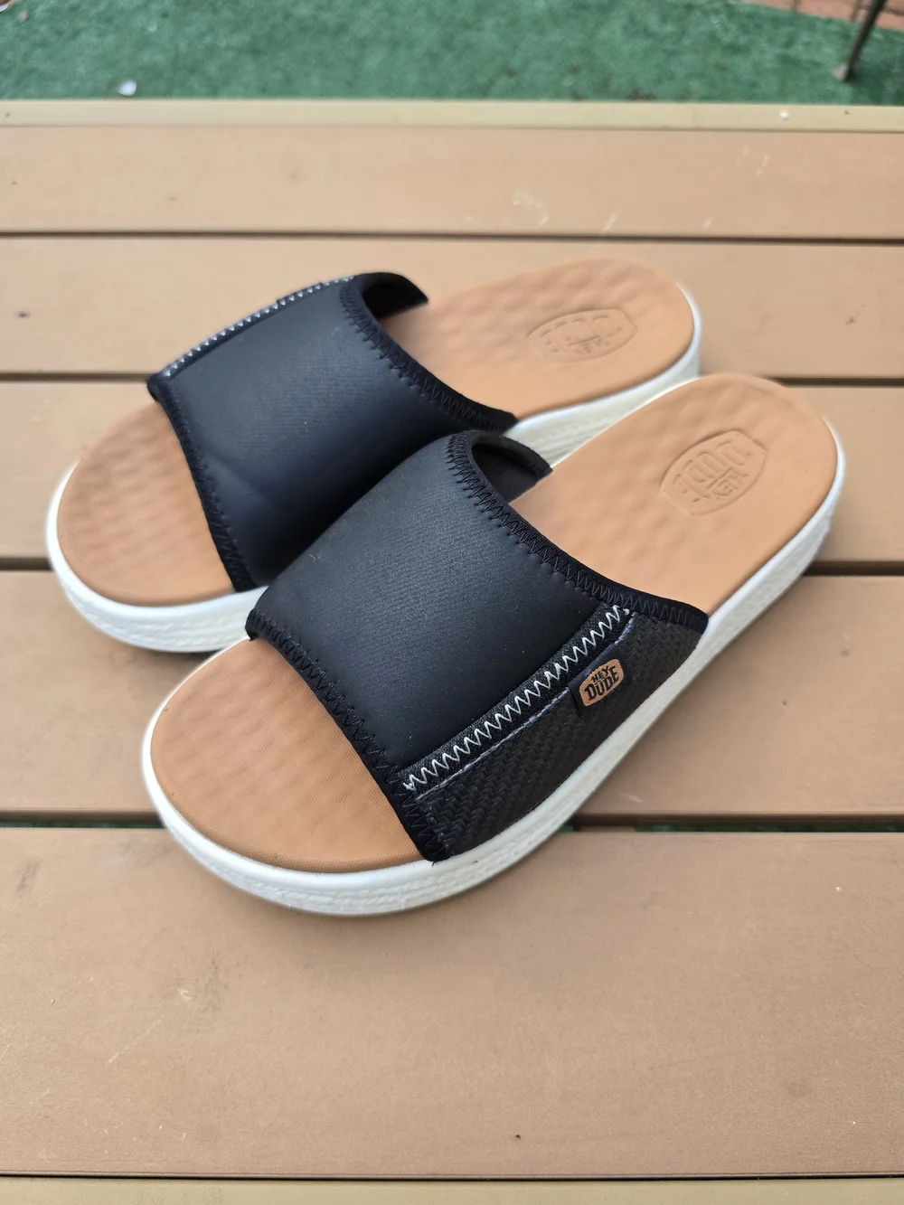 HEYDUDE Tide Espadrille Slide Sandals Black Size 7W